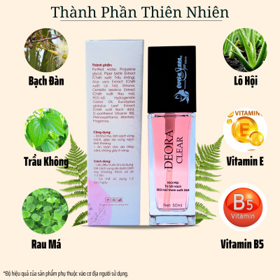 Xịt Khử Mùi Hôi Nách DEORA CLEAR 50ml, Khử Mùi Toàn Thân, Ngăn Tiết Mồ Hôi, Lưu Hương Suốt 24H