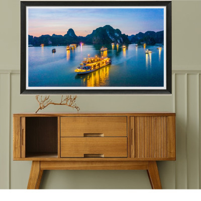 Tranh  CANVAS Treo Tường CẢNH ĐẸP VỊNH HẠ LONG, Tranh canvas thiên nhiên, có khung kèm, treo phòng khách, phòng ăn,, phong cách hiện đại  PVP-PC07