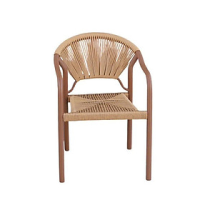 Ghế ngoài trời nệm dây nhựa đan CC2038-T Nội thất Capta Ghế cafe sân vườn khung sắt sơn tĩnh điện màu nâu 