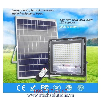 Đèn Pha Chống Lóa Cao Cấp Năng Lượng Mặt Trời mã JD-7120 Công Suất 120W - Mẫu 2021, Khung Nhôm