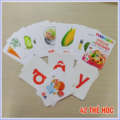 Bộ 42 thẻ học Flash Card chữ cái và chữ ghép cho bé