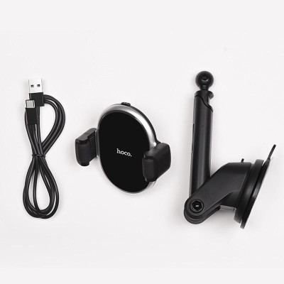 Giá đỡ kiêm bộ Sạc Không Dây Trên Xe Hơi HOCO S12 Dành cho điện thoại iPhone iP Huawei Samsung Oppo - Hàng chính hãng