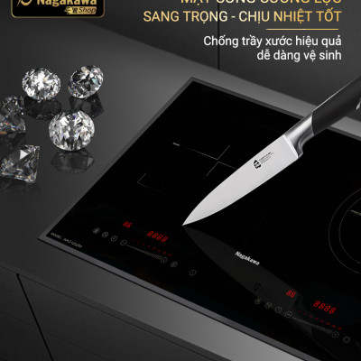 Miễn phí giao lắp toàn quốc - Bếp Âm Đôi Từ Hồng Ngoại Premium Nagakawa NAG1252M - Bảo hành 5 năm - Made in Malaysia - Hàng Chính Hãng