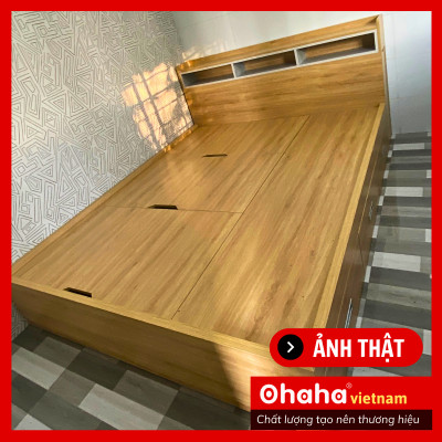 [Kèm Ảnh Thực Tế - Miễn phí vận chuyển & Lắp đặt] GIƯỜNG NGỦ GỖ OHAHA CAO CẤP - NHIỀU NGĂN TIỆN DỤNG - GC043