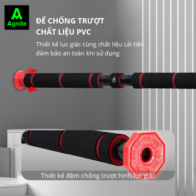 Xà Đơn Treo Tường Gắn Cửa Đa Năng Chịu Lực Độ Dài Tùy Chỉnh Giúp Bạn Tập Gym, Tập Cơ Bụng, Cơ Vai, Cơ Xô 60-140Cm Cao Cấp Agnite - Hàng Chính Hãng - Tập Luyện Tại Nhà Tay Cầm Bọc Đệm Chống Trượt