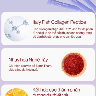 Bột Uống Collagen Gilaa Cao Cấp Kết Hợp Saffron - (60 gói x 2g)