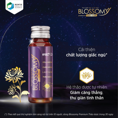 Nước uống collagen thảo dược giúp đẹp da, hỗ trợ ngủ ngon Blossomy Premium lốc 10 chai x 50ml