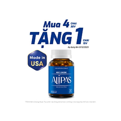 Combo 4 hộp ALIPAS tăng cường sinh lý nam 30 viên tặng 1 hộp 15 viên