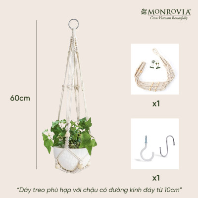 Dây treo chậu cây Macrame Monrovia, trang trí văn phòng, trong nhà, đan thủ công tỉ mỉ, Tiêu chuẩn Châu Âu