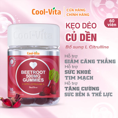 Combo Kẹo Dẻo Giấm Táo Hỗ Trợ Tiêu Hóa & Kẹo Dẻo Củ Dền Hỗ Trợ Bổ Sung Sắt CoolVita (60 viên x 3g)/hộp