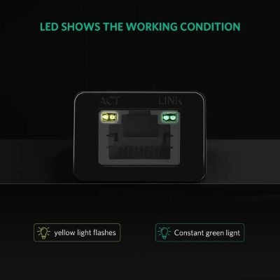 Ugreen UG50307US236TK 16CM gigabits màu Đen Bộ chuyển đổi TYPE C sang LAN 10/100/1000 vỏ bọc nhựa cao cấp - HÀNG CHÍNH HÃNG