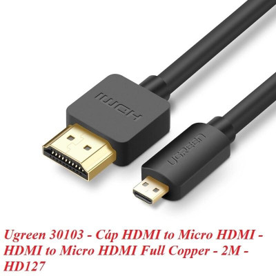 Ugreen UG30103HD127TK 2M màu Đen Cáp chuyển đổi Micro HDMI sang HDMI thuần đồng - HÀNG CHÍNH HÃNG
