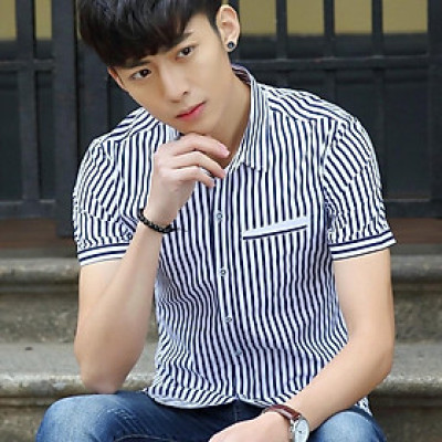 Áo Sơ Mi Nam Ngắn Tay Phối Kẻ Sọc Mẫu RF03 Thời Trang Cao Cấp PONIVA Chất Vải Mềm Mịn Chuẩn Shop