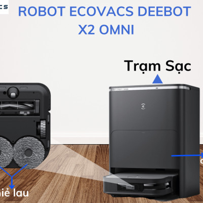 Robot Hút Bụi Lau Nhà Ecovacs X2 Omni Trợ Lý Ảo YIKO Công nghệ OZMO 2.0 Lực Hút 8000 Pa - Hàng Chính Hãng