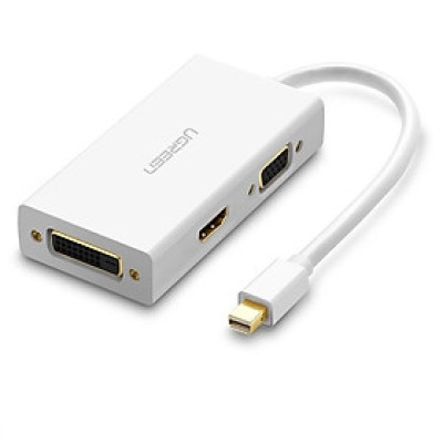 Ugreen UG20417MD114TK Màu Trắng Bộ chuyển đổi Mini displayport sang HDMI + VGA + DVI nhựa ABS - HÀNG CHÍNH HÃNG
