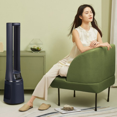 Quạt Không Cánh Midea AMS150E-TM Nhận Diện Điều Khiển Gió AI Tự Động  Độ Gió, Lọc Ion Khử Trùng SPI Và Làm Sạch Không Khí, Góc Quay 60 Độ, Kết Nối App - Hàng Nhập Khẩu