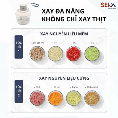Máy Xay Thịt Thủy Tinh 2 Cối SEKA SK2287 Đa Năng 500W Tặng Kèm Lưỡi Đánh Ruốc- HÀNG CHÍNH HÃNG MINIIN
