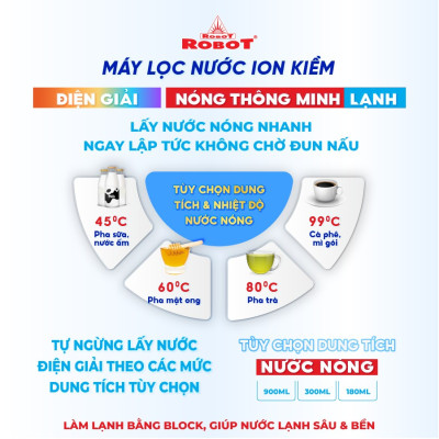 Máy Lọc Nước Điện Giải Ion Kiềm ROBOT iONKing 711 Chế Độ Nóng Nguội Lạnh - Hàng Chính Hãng