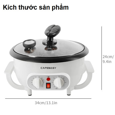 Máy rang hạt cà phê và các loại hạt tự động tích hợp điều chỉnh thời gian, thương hiệu Mỹ cao cấp Cafemasy SCR-300B - Hàng Nhập Khẩu (Bảo hành 12 Tháng)