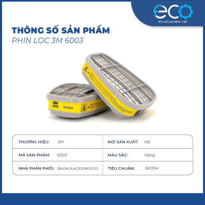 Phin lọc than hoạt tính 3M 6003 lọc hơi hữu cơ và khí axit, phun thuốc, phun sơn, lọc mùi dùng cho mặt nạ phòng độc 3M