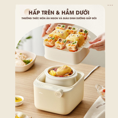 Nồi Nấu Cháo, Nấu Chậm Bear 0.8L thế hệ mới SB-NNC08, bản tiếng Việt - Hàng chính hãng