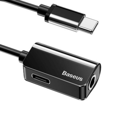 Đầu chuyển Type C sang Audio 3.5mm & Type C Baseus L40 (12cm Type C Male to Type C Female + 3.5mm Female Adapter) - hàng chính hãng