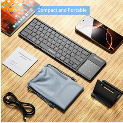 Bàn phím gấp gọn không dây Bluetooth Newmen BK66 Foldable với Touchpad - Hàng chính hãng
