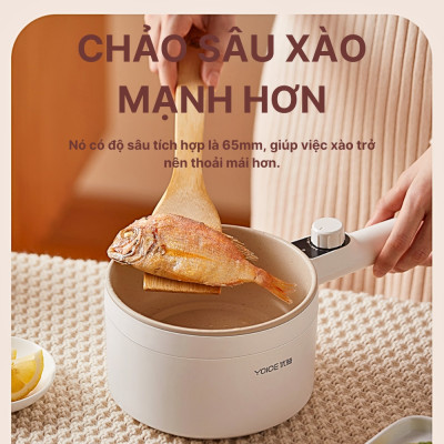 Nồi lẩu điện mini YOICE đa năng công suất 500W, 2 lớp chống bỏng bảo vệ đôi tay của bạn - YDZG1002 - HÀNG CHÍNH HÃNG