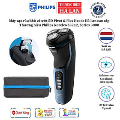 Máy cạo râu khô và ướt 5D Pivot & Flex Heads Philips Norelco S3212 Series 3000 - HÀNG NHẬP KHẨU