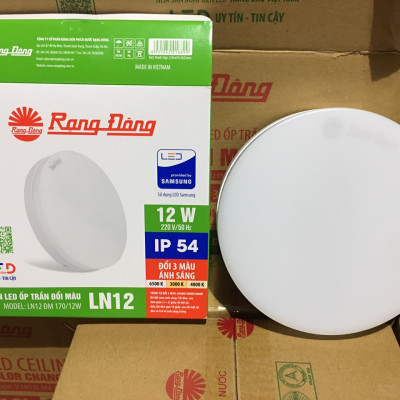 Đèn LED ốp trần đổi3 màu Ánh Sáng Rạng Đông Model: LN12 ĐM 170/12w