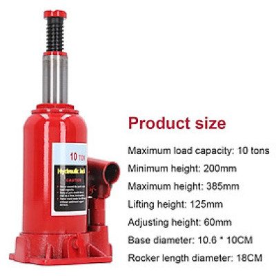 Kích Thủy Lực Gắn Xe Tải 10 Tấn – Chiều Cao Làm Việc 195–370mm, Hành Trình 116mm