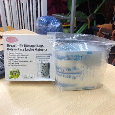 Túi Trữ Sữa Unimom 210ml (Hộp 20 - 10 Túi) Compact BPA Free - Hàng Hàn Quốc, Tiệt Trùng, 3 Khóa Zip Chắc Chắn, 2 Lớp Dày, Túi Đựng Sữa Mẹ, Tui Tru Sua 210ml