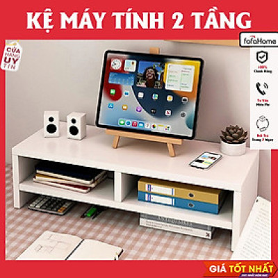 Kệ Gỗ Để Màn Hình Máy Tính 2 Tầng Đa Năng Kết Hợp Để Sách, Bàn Phím Và Chuột Gỗ MDF Chống Thấm Cao Cấp