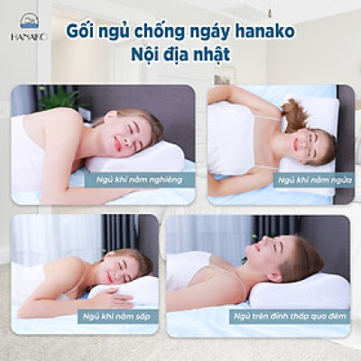 Gối ngủ chống đau vai gáy công thái học HANAKO nội địa nhật, chất liệu mút cô đặc cao cấp