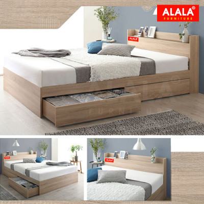 Giường ngủ ALALA37 + 2 hộc kéo / Miễn phí vận chuyển và lắp đặt/ Đổi trả 30 ngày/ Sản phẩm được bảo hành 5 năm từ thương hiệu ALALA/ Chịu lực 700kg