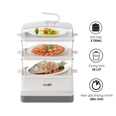 Nồi Hấp 3 Tầng Magic Eco AC-280 (800W)- Hàng chính hãng