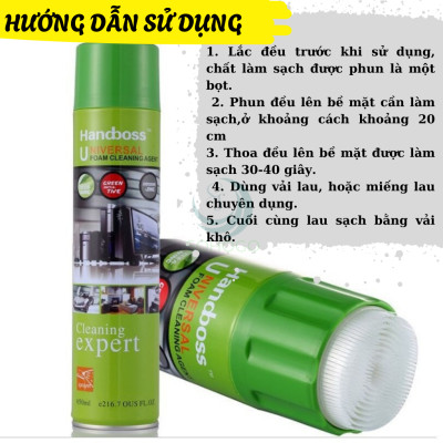 Chai xịt tẩy rửa đa năng Handboss – Dạng bọt tiện lợi, làm sạch mọi bề mặt 650ml-Hàng nhập khẩu