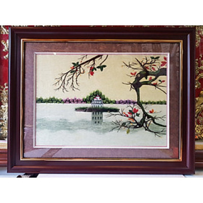 TRANH THÊU TAY -THÁP RÙA HỒ GƯƠM -HÀ NỘI