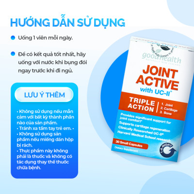 Combo 3 hộp Viên Sụn Khớp Goodhealth Joint Active - Với UC2 Tái Tạo Và Duy Trì Sụn Khớp - Giúp Khớp Khỏe Dễ Dáng Vận Động – 100% Chính Hãng Từ New Zealand