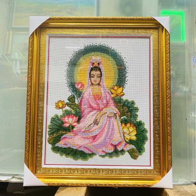 Tranh thêu chữ thập Quan âm R266, kích thước 45 x 50 cm