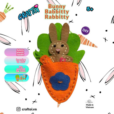 KIM NHỰA Bộ Thủ Công Trẻ Tự Làm Thú Bông 5+ Bunny Babbitty Rabbitty Craftoi Felt Sewing DIY toy with safety needle