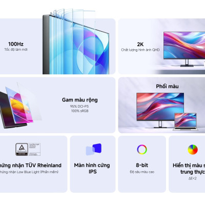 Màn Hình Máy Tính Xiaomi 2K Monitor A27Qi EU 27inch / LCD IPS / 100Hz / 2K / 6ms - Phiên Bản Quốc Tế, Bảo Hành 36 Tháng