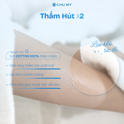  Khăn trắng vuông CHU MY 100% cotton, tiêu chuẩn khách sạn 5 sao, đa dạng kích thước