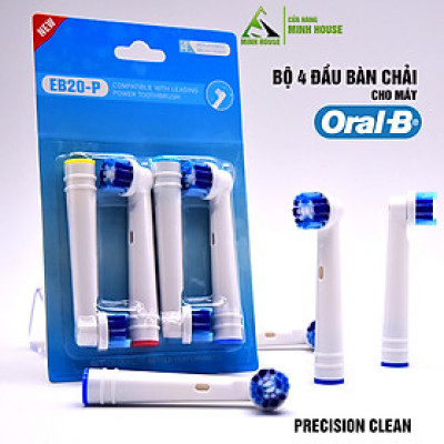 Cho máy Oral B Braun, bộ 4 Đầu Bàn Chải đánh răng điện thay thế MIHOCO EB20-P New , làm sạch mảng bám, chăm sóc nướu