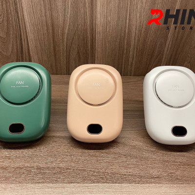Quạt cầm tay mini siêu mát Rhino F301 tích điện với 3 mức độ gió, lưu lượng cao kèm dây treo - Hàng chính hãng