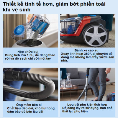 Máy hút bụi không túi PowerPro Compact. Thương hiệu Hà Lan cao cấp Philips - FC9351/82. Hàng chính hãng bảo hành 2 năm