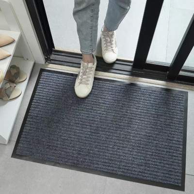 Thảm chùi chân dành cho gia đình nhà hàng khách sạn đế cao su chống trượt mặt thảm sợi len tổng hợp dạng sọc Stripmate Màu Xám đen & đổ đun