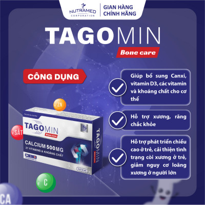Viên uống Tagomin Bonecare hỗ trợ ngăn ngừa loãng xương, tạo khung xương chắc khỏe (30 viên) - Nutramed