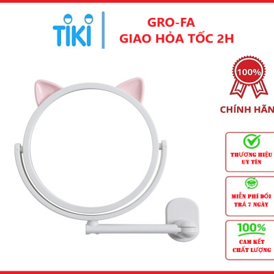 Gương Trang Điểm Dán Tường Xoay 360 Độ Họa Tiết Mèo - Chính Hãng