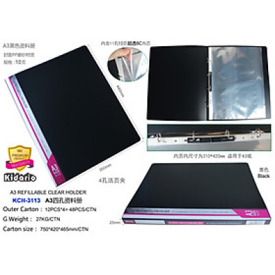 [ Kích Thước A3 ] Bìa Còng Nhẫn 2F5 Size  A3 Đựng Hồ Sơ Bản Vẽ Chống Thấm Nước Kèm 10 Tờ Bìa Lỗ A3 Dày Tiện Dụng Kidario